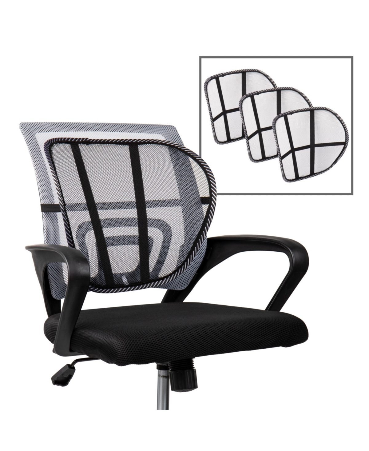 Shop Mind Reader Harmony Collection, Ergonomic Lower Back Support, Attaches To Office Chair, Mesh, Lower Back Pressur In Black