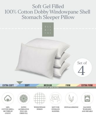 100% Cotton Dobby-Box Shell Soft Density Stomach Sleeper Down Alternative 4-Pack Pillow, Queen