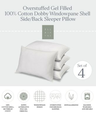 100% Cotton Dobby-Box Shell Firm Density Side/Back Sleeper Down Alternative 4-Pack Pillow, Queen