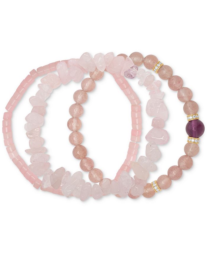 Macy s 3 Pc. Set Strawberry Quartz Rose Quartz Cubic Zirconia