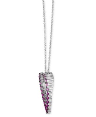 Ombr&eacute;&reg; Pink Sapphire (1 ct. t.w.) & White Sapphire (1/10 ct. t.w.) Open Heart Pendant Necklace in 14k White Gold, 18" + 2" extender