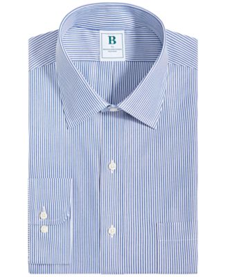 Men's Regular Fit Non-Iron Spread Collar Bengal Stripe Broadcloth Dress Shirt