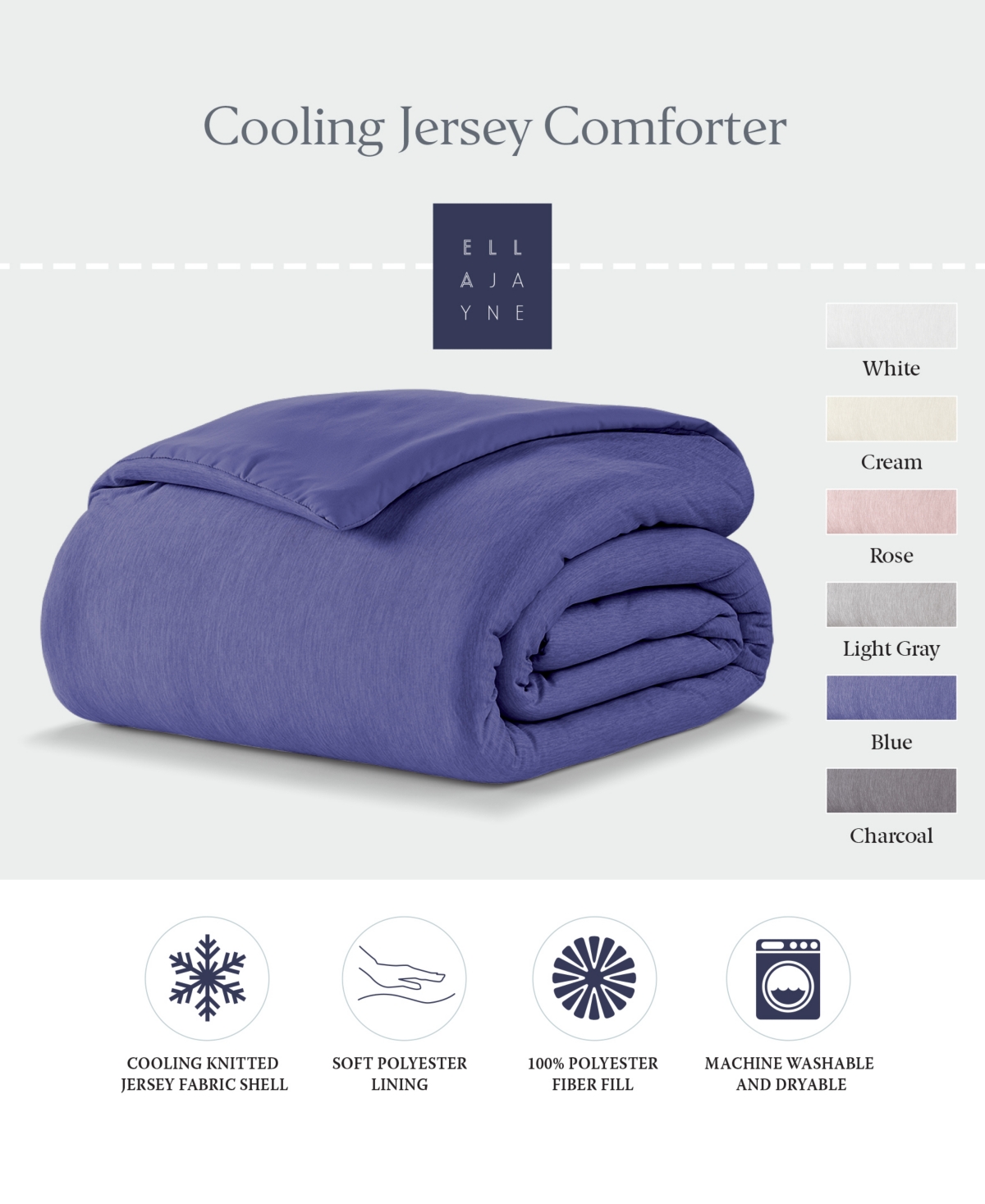 Ella Jayne Cooling Jersey Down-Alternative Comforter, Full/Queen
