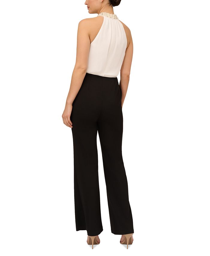 Adrianna Papell Embellished-Neck Jumpsuit - Macy's