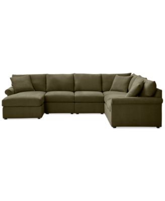 CLOSEOUT! Wrenley 131" 6-Pc. Fabric Modular Sectional Chaise Sofa, Created for Macy's