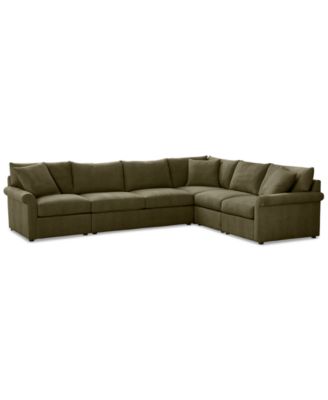 CLOSEOUT! Wrenley 137" 5-Pc. Fabric L-Shape Modular Sleeper Sectional Sofa, Created for Macy's