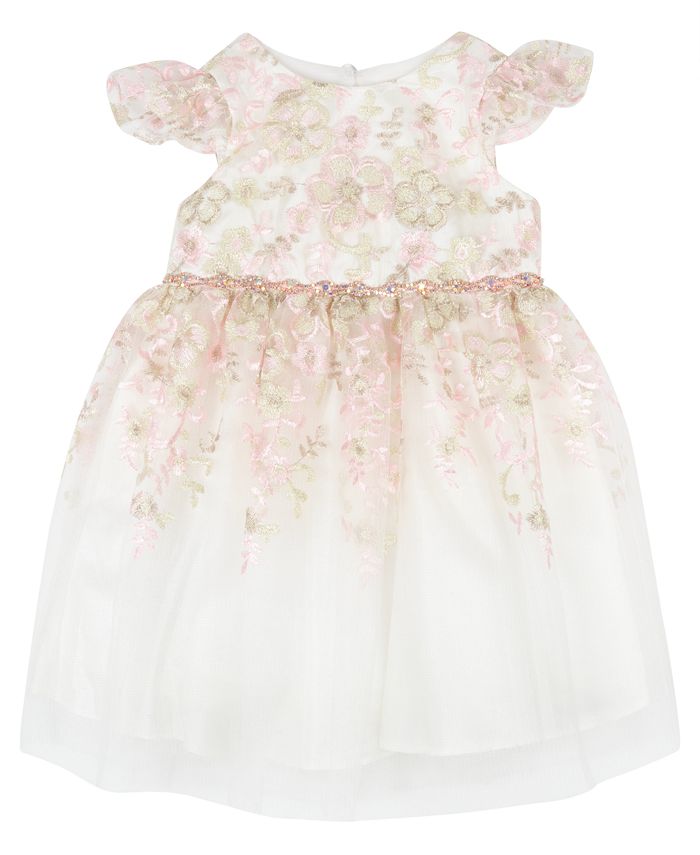 Rare Editions Baby Girls Floral Embroidered Mesh Party Dress with ...