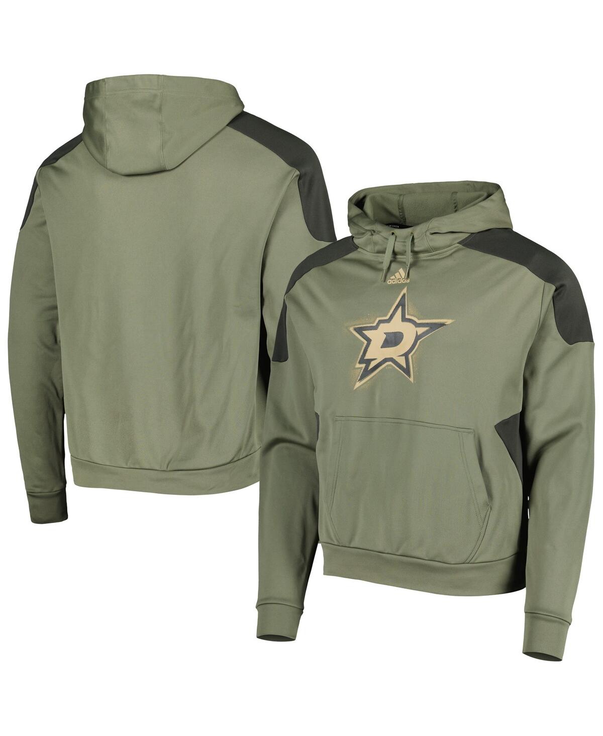 Shop Adidas Originals Men's Adidas Olive Dallas Stars Military-inspired Appreciation Pullover Hoodie