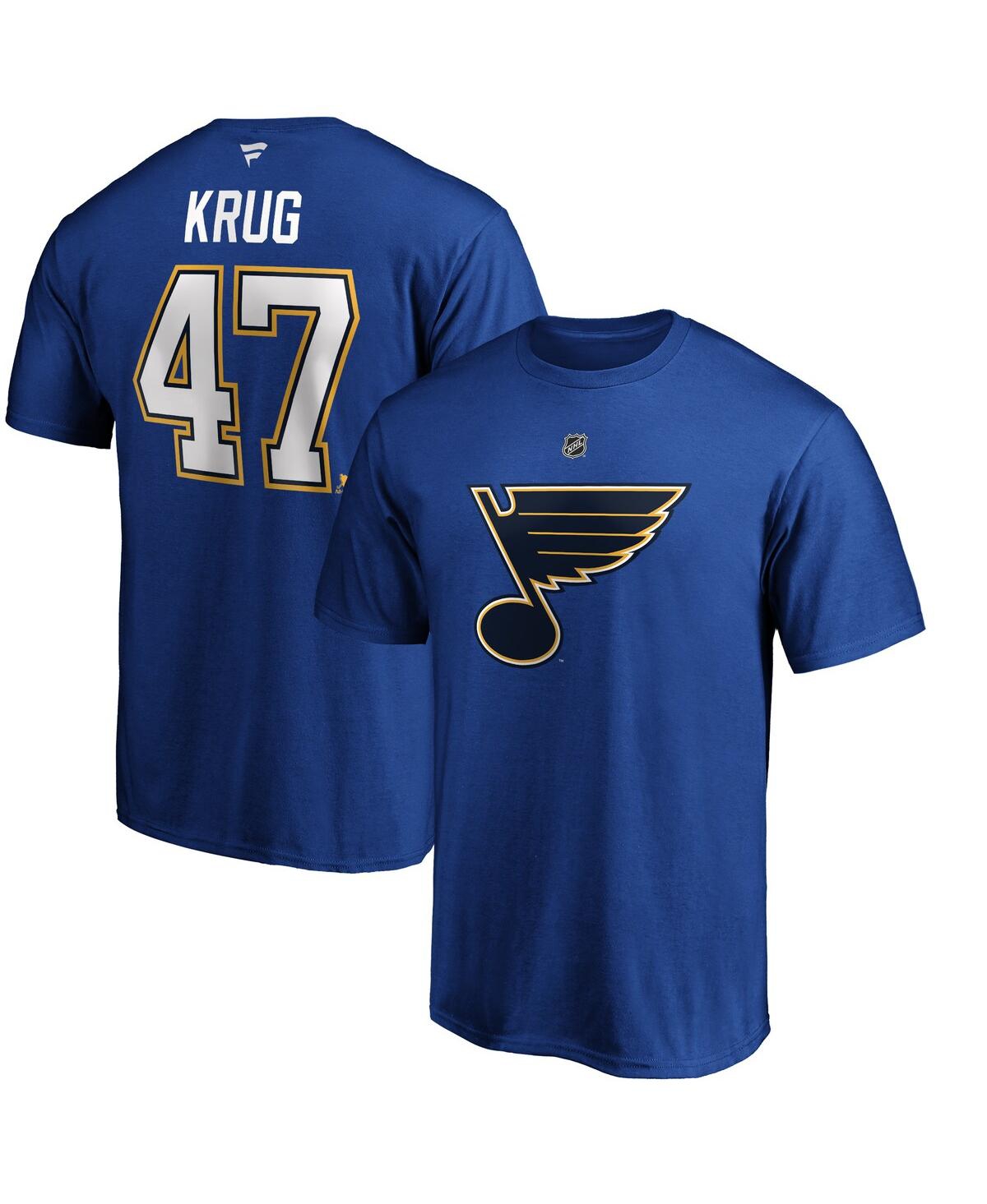 Fanatics Branded Torey Krug Blue St. Louis Blues Authentic Stack Name & Number T-shirt In Blue