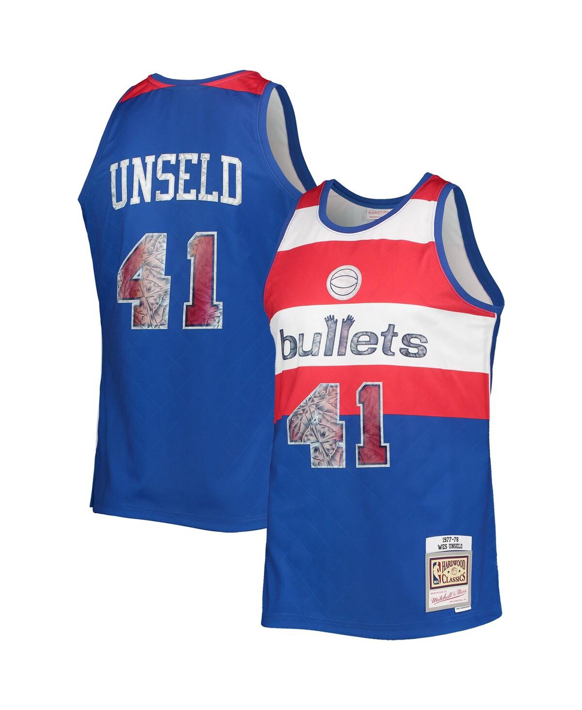 Men's Mitchell & Ness Wes UnseldWashington Bullets 1977-78 Hardwood Classics Nba 75th Anniversary Diamond Swingman Jersey - Blue