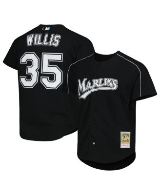 Men's Dontrelle Willis Black Florida Marlins Cooperstown Collection Mesh Batting Practice Button-Up Jersey