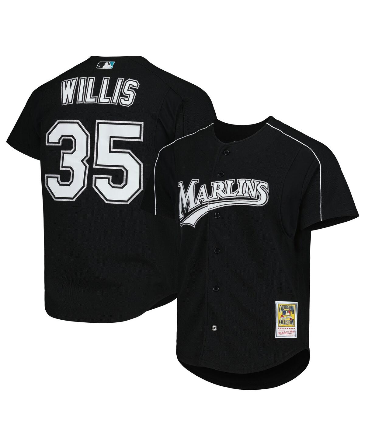 Men's Mitchell & Ness Dontrelle WillisFlorida Marlins Cooperstown Collection Mesh Batting Practice Button-Up Jersey - Black