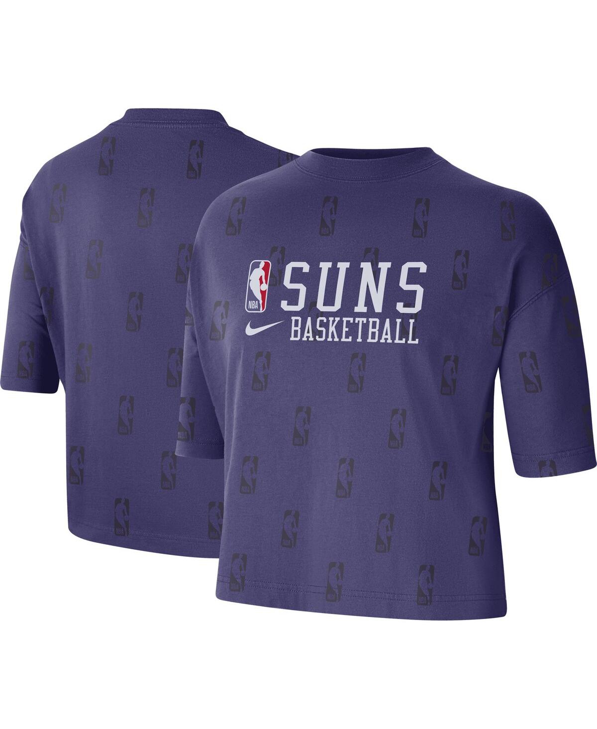 Nike Women's  Purple Phoenix Suns Allover Nba Logo Boxy T-shirt In Purple