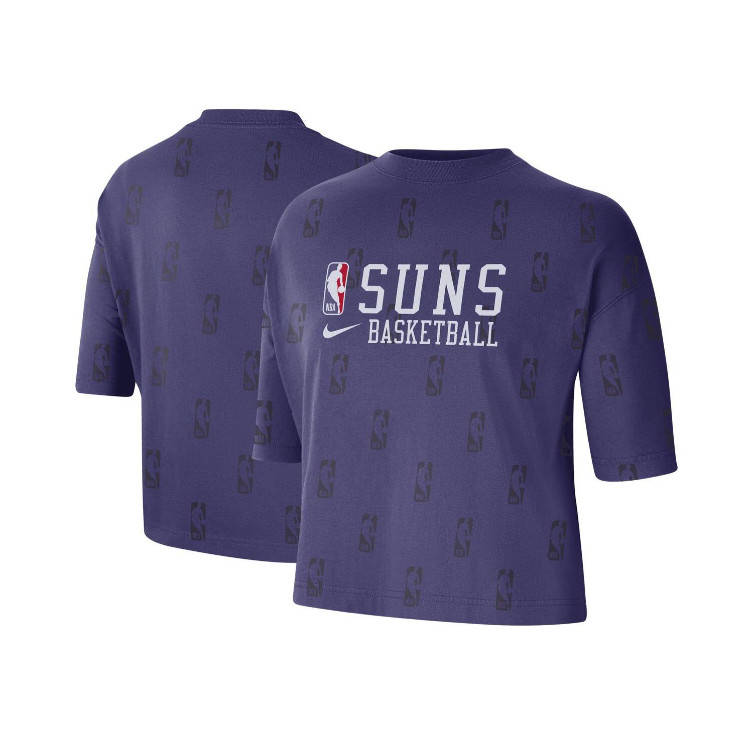 Women's Purple Phoenix Suns Allover NBA Logo Boxy T-shirt