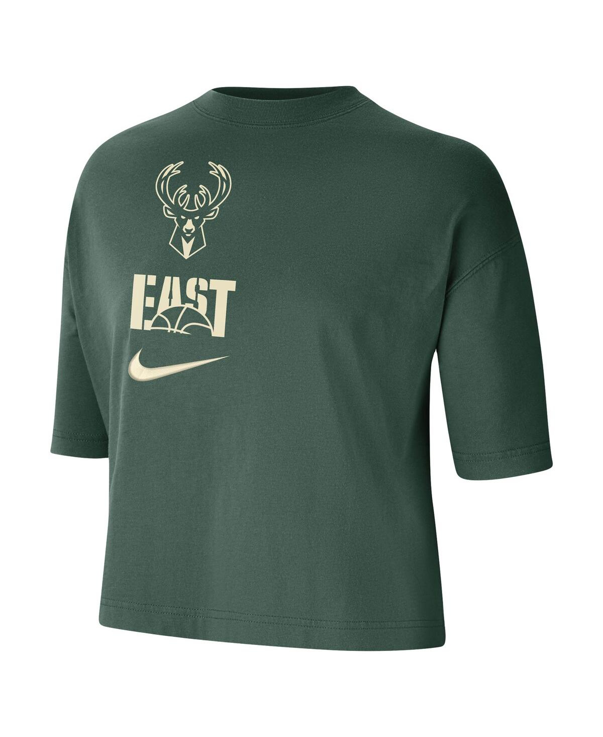 Nike Women's  Hunter Green Milwaukee Bucks Essential Boxy T-shirt In Hunter Green