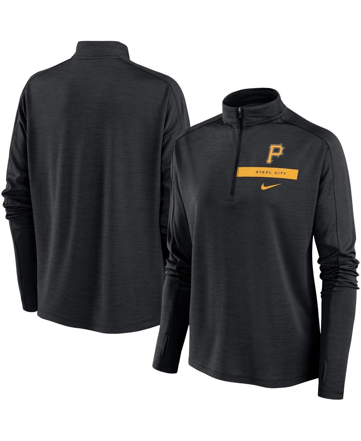 Nike Women's  Black Pittsburgh Pirates Primetime Local Touch Pacer Quarter-zip Top In Black