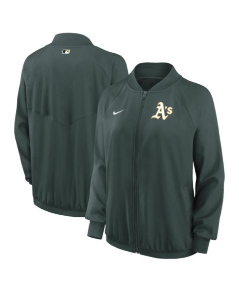 Женские куртки Nike Women's Green Oakland Athletics Authentic Collection Team Raglan Performance Full-Zip Jacket