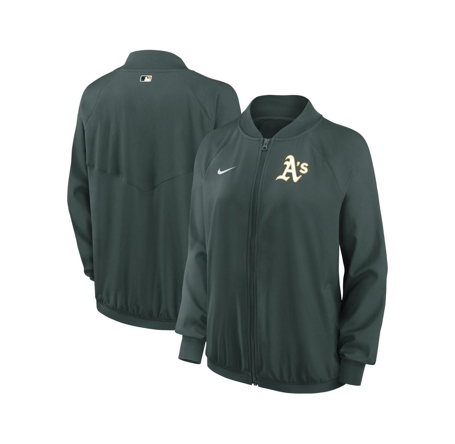 Women's Green Oakland Athletics Authentic Collection Team Raglan Performance Full-Zip Jacket
