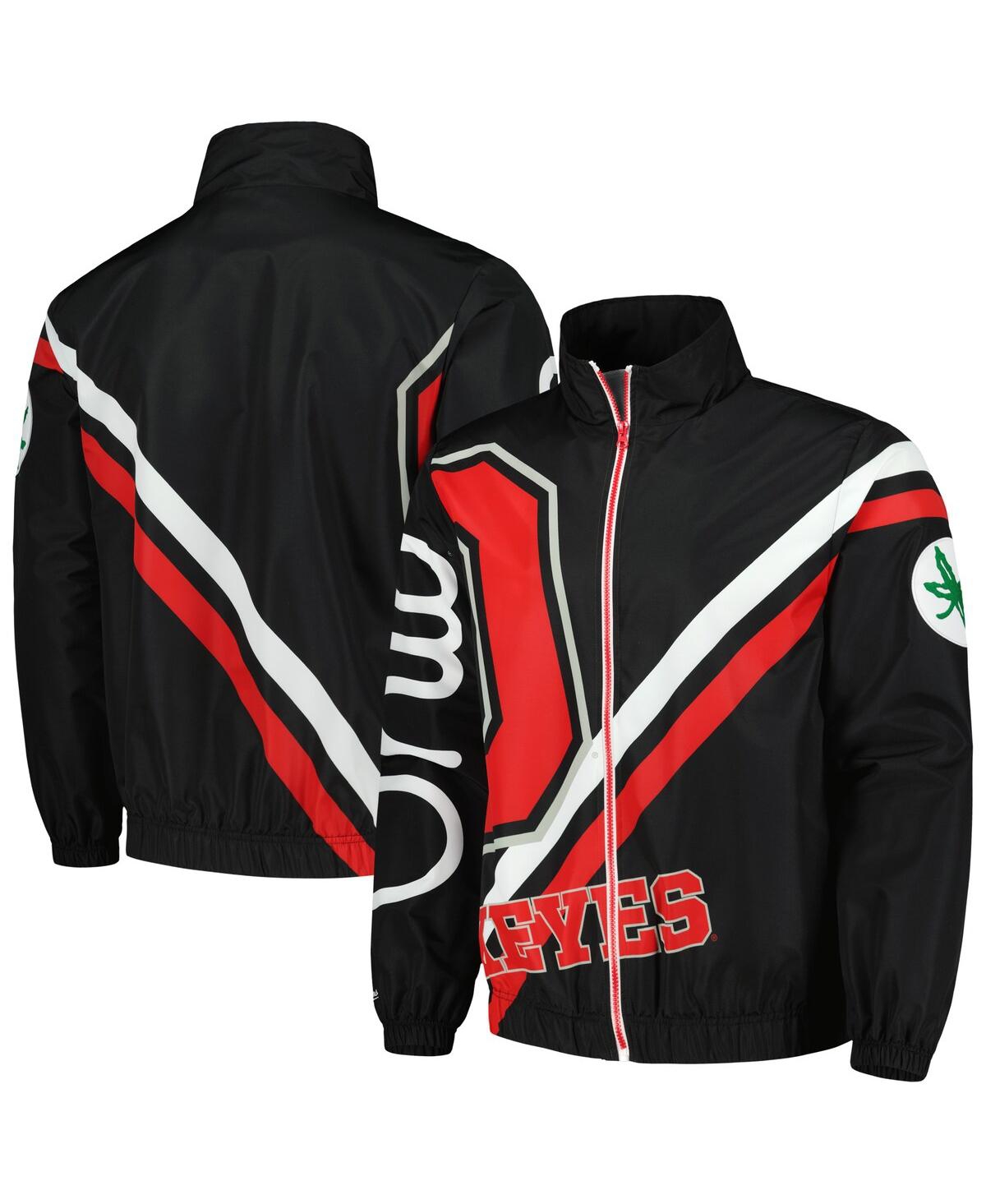 Mitchell & Ness Men's  Black Ohio State Buckeyes Exploded Logo Warm Up Full-zip Jacket In Black