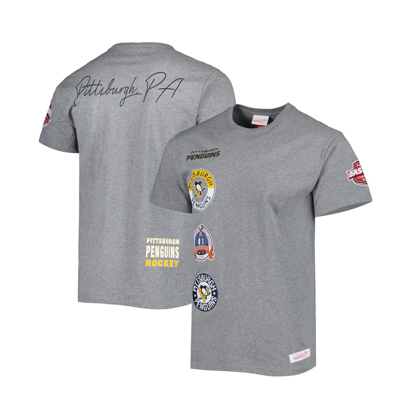 Мужская футболка Mitchell & Ness Heather Gray Pittsburgh Penguins City Collection — фото 1