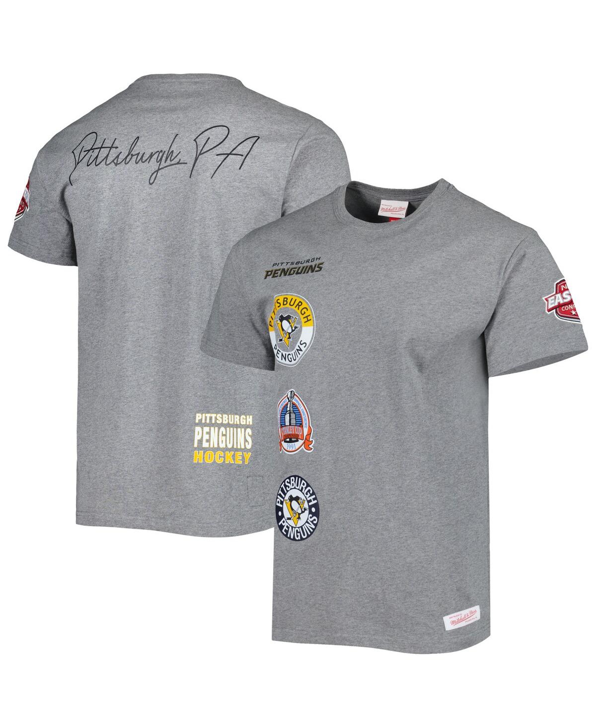 Shop Mitchell & Ness Men's  Heather Gray Pittsburgh Penguins City Collection T-shirt