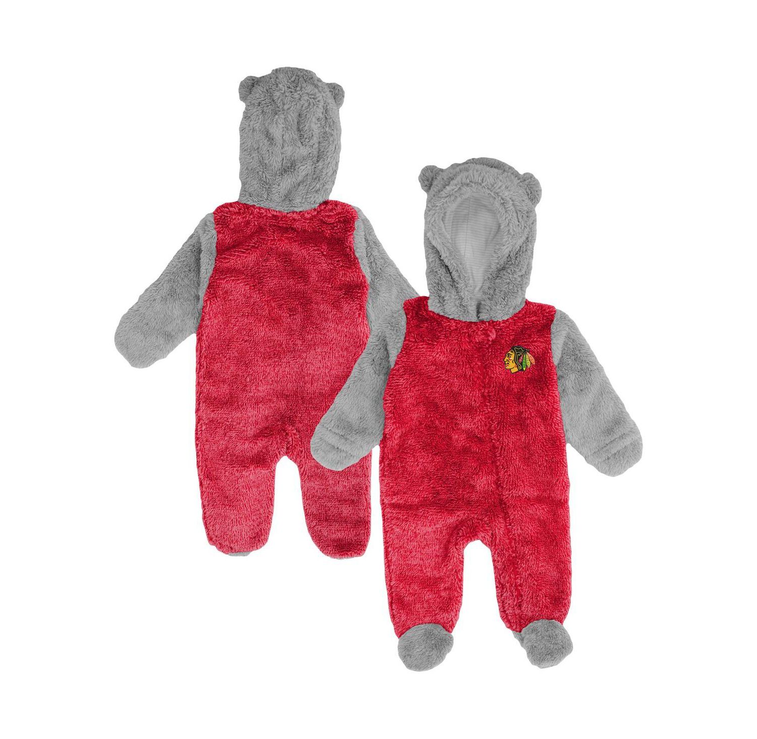 Newborn and Infant Boys and Girls Red Chicago Blackhawks Game Nap Teddy Fleece Bunting Full-Zip Sleeper