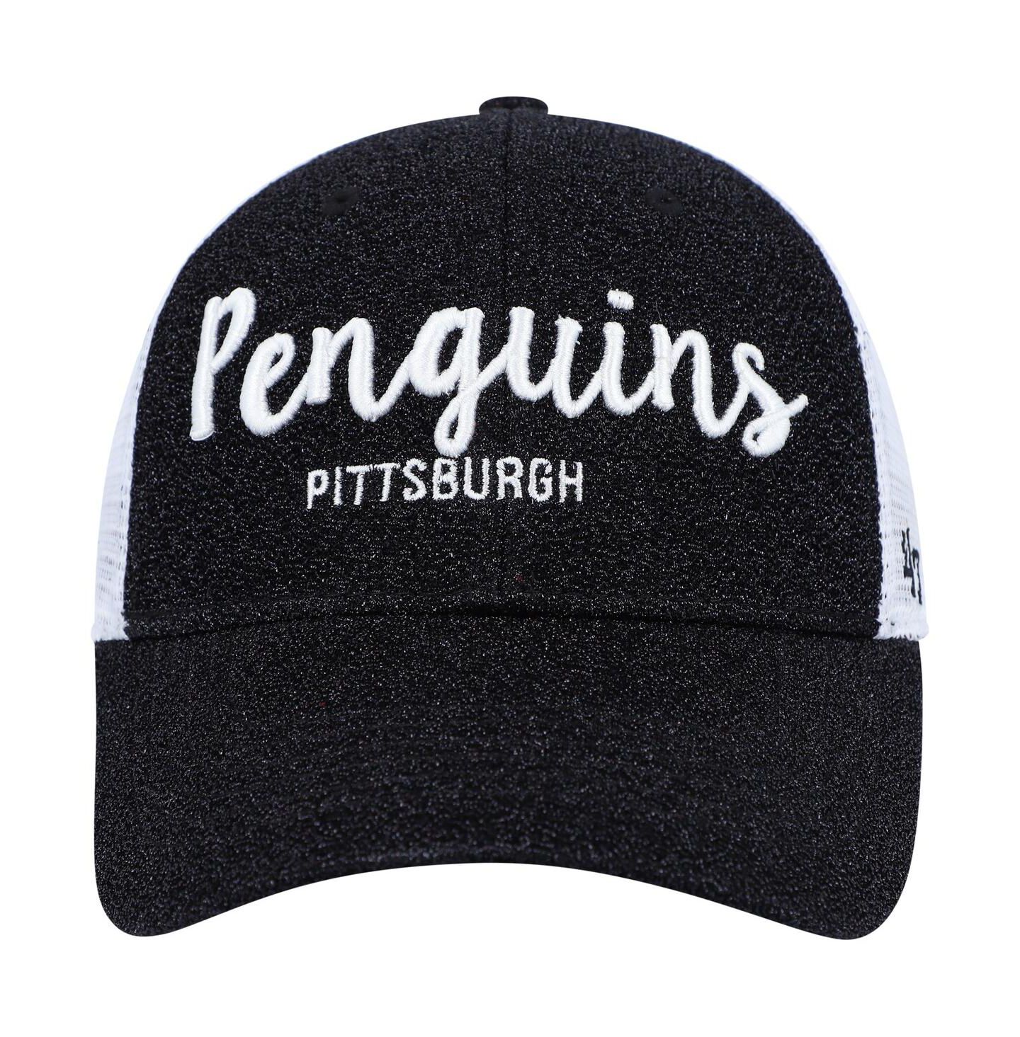 Женская кепка '47 Brand Black, White Pittsburgh Penguins Encore MVP Trucker Snapback Hat — фото 3