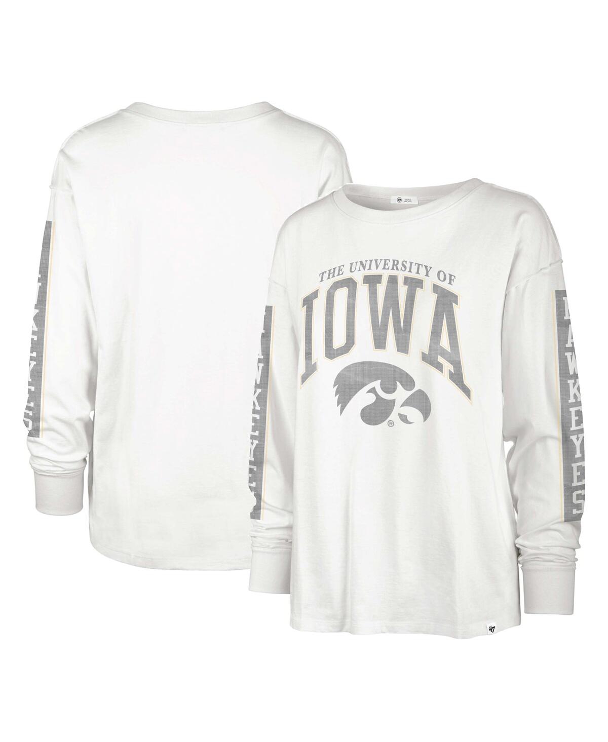 Shop 47 Brand Women's ' White Iowa Hawkeyes Statement Soa 3-hit Long Sleeve T-shirt