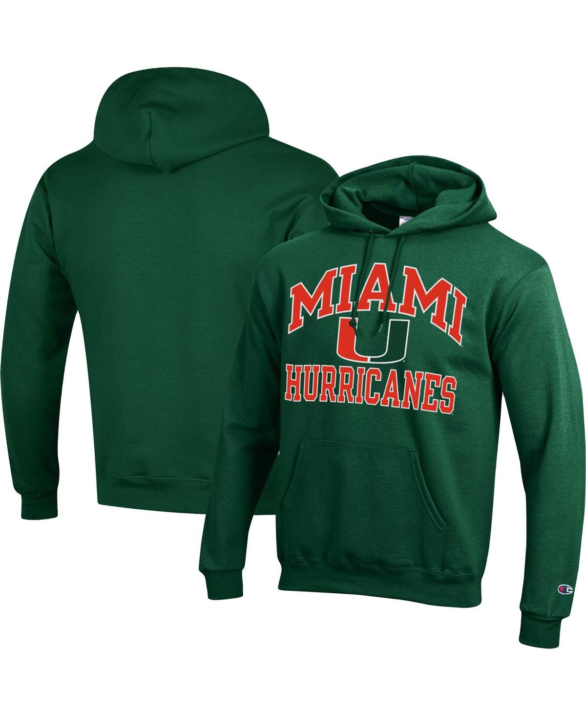 Champion Men's  Green Miami Hurricanes High Motor Pullover Hoodie In Green