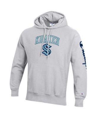 Men's Heather Gray Seattle Kraken Reverse Weave Pullover Hoodie