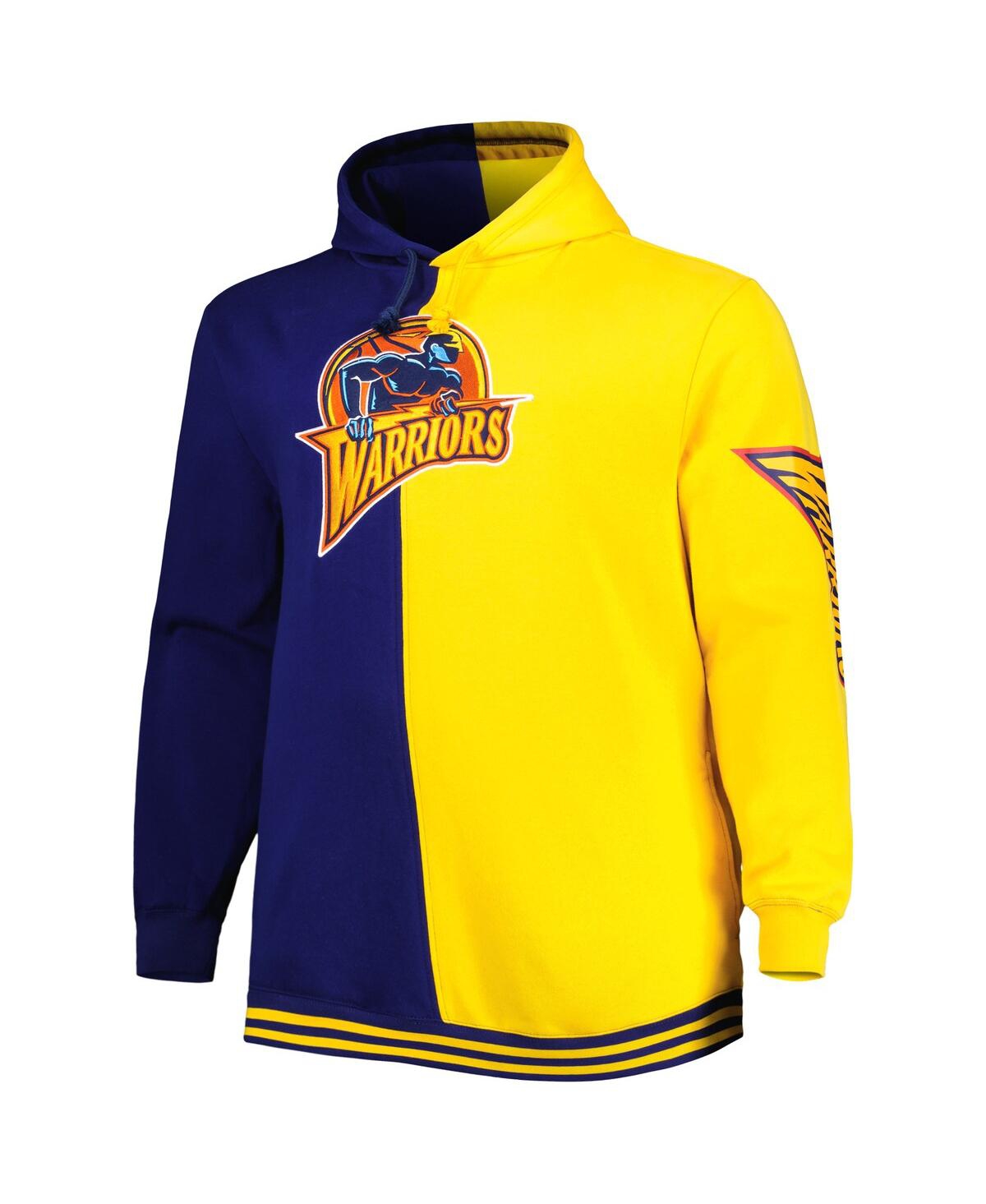 Mitchell & Ness Men's  Navy, Gold Golden State Warriors Hardwood Classics Split Pullover Hoodie In Navy,gold
