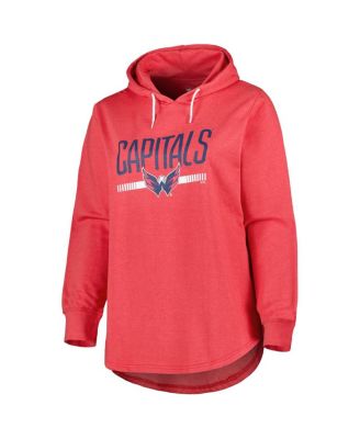 Women's Heather Red Washington Capitals Plus Size Fleece Pullover Hoodie