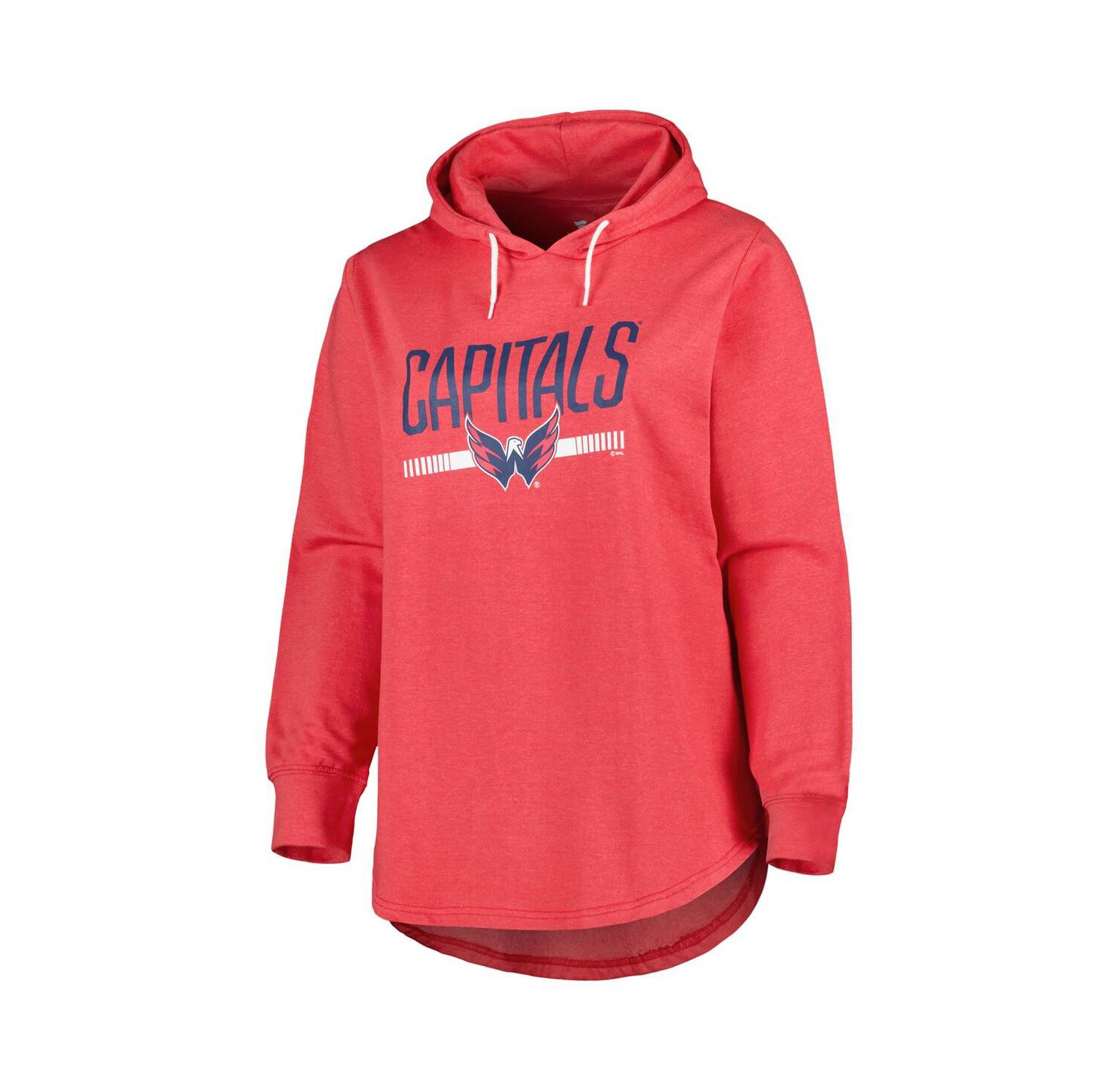 Women's Heather Red Washington Capitals Plus Size Fleece Pullover Hoodie