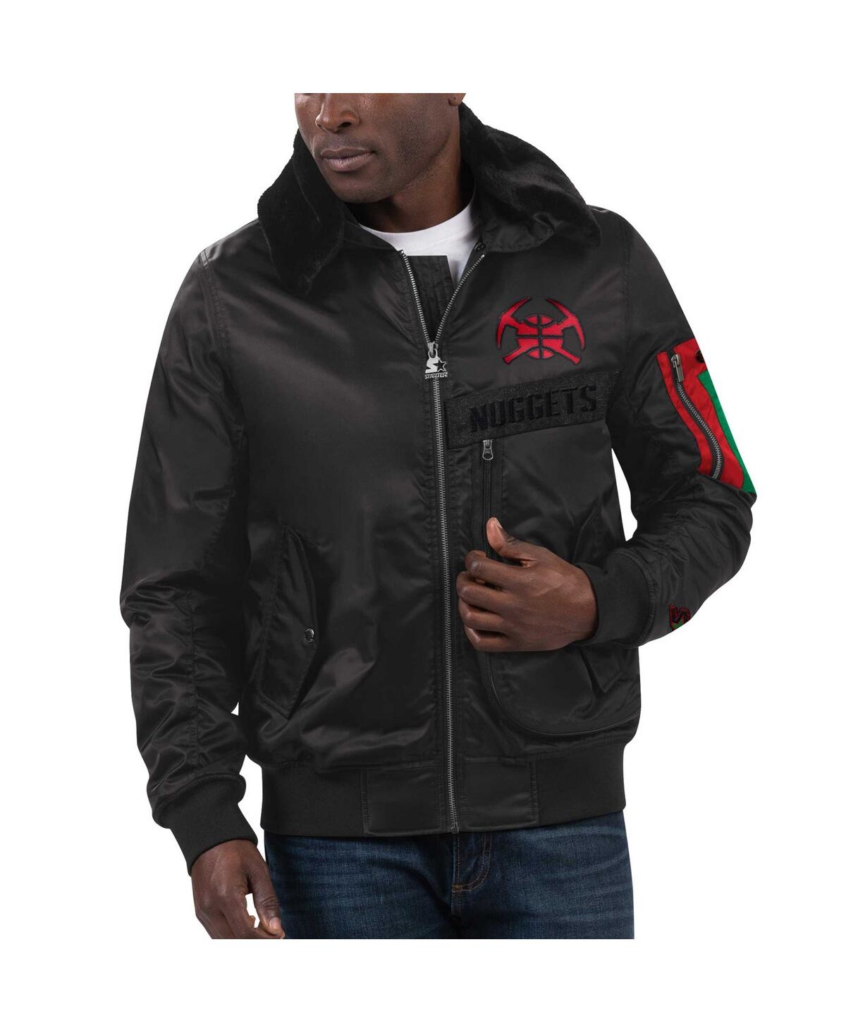 Starter Men's  X Ty Mopkins Black Denver Nuggets Black History Month Satin Full-zip Jacket