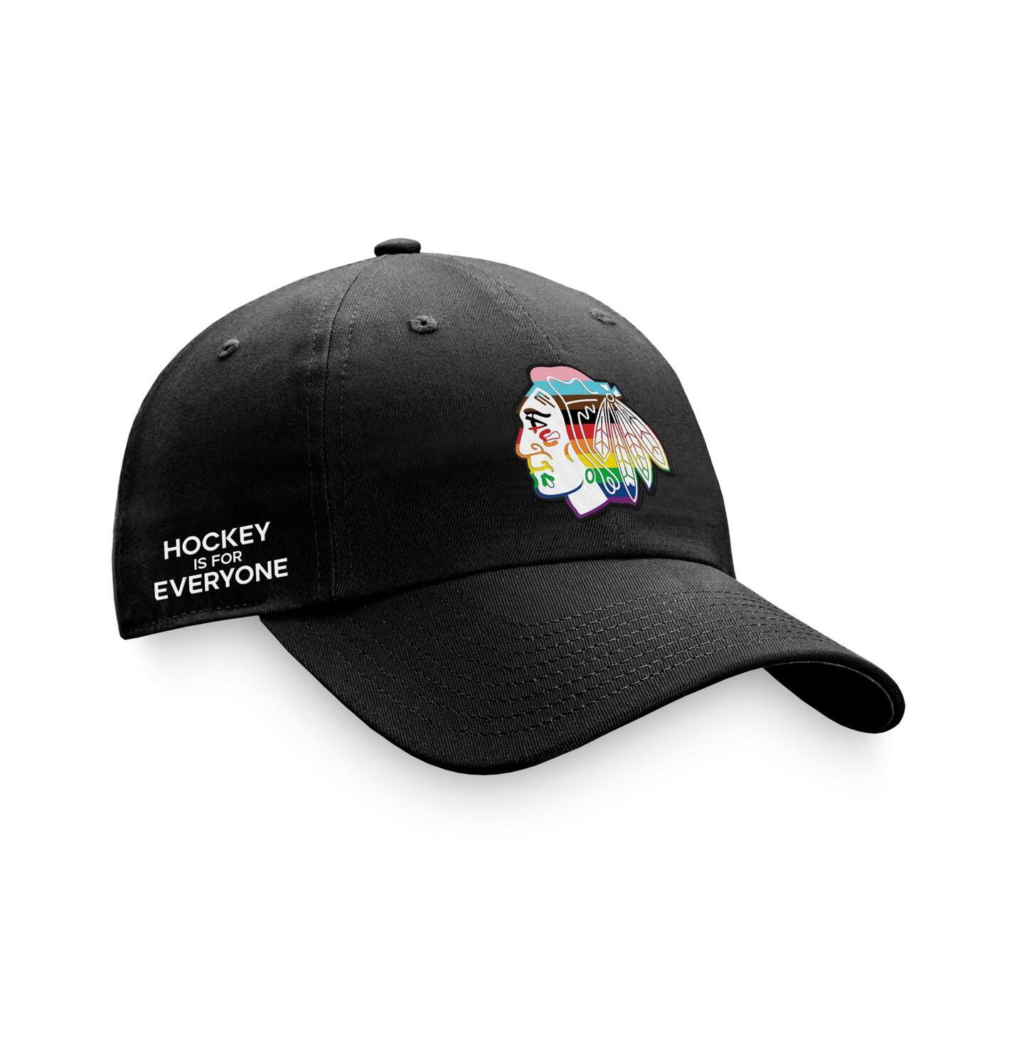 Мужская кепка Fanatics Black Chicago Blackhawks Team Logo Pride Adjustable Hat — фото 4