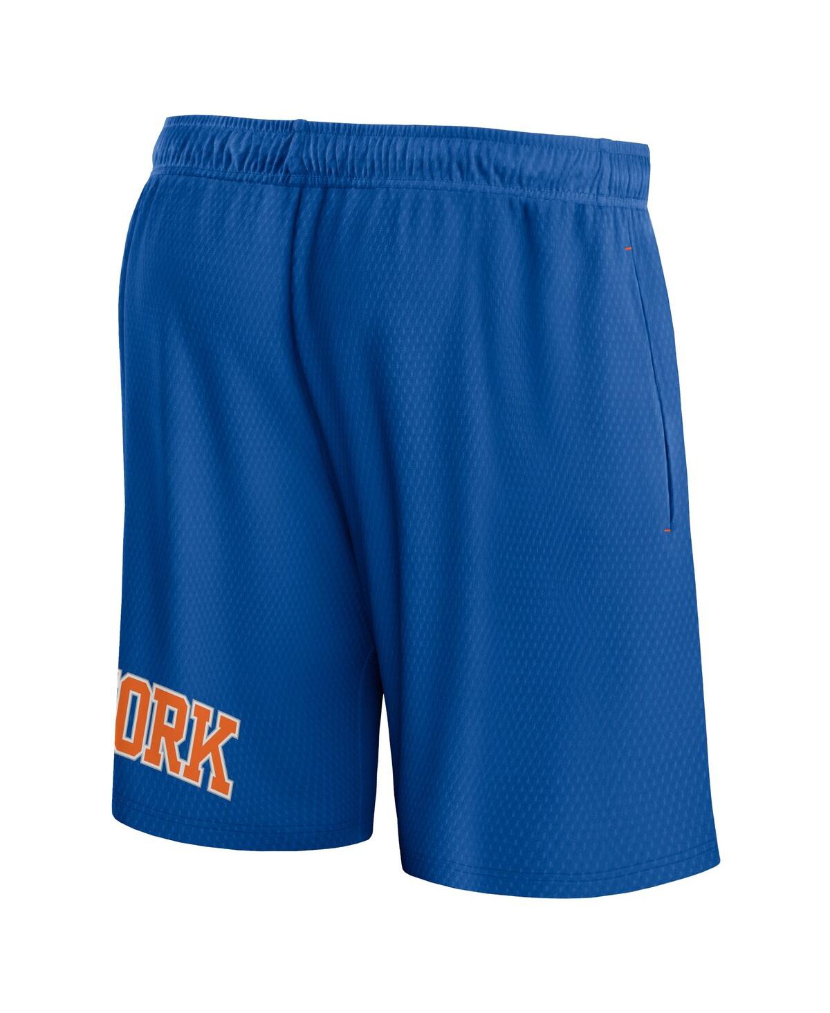 Shop Fanatics Men's  Blue New York Knicks Free Throw Mesh Shorts