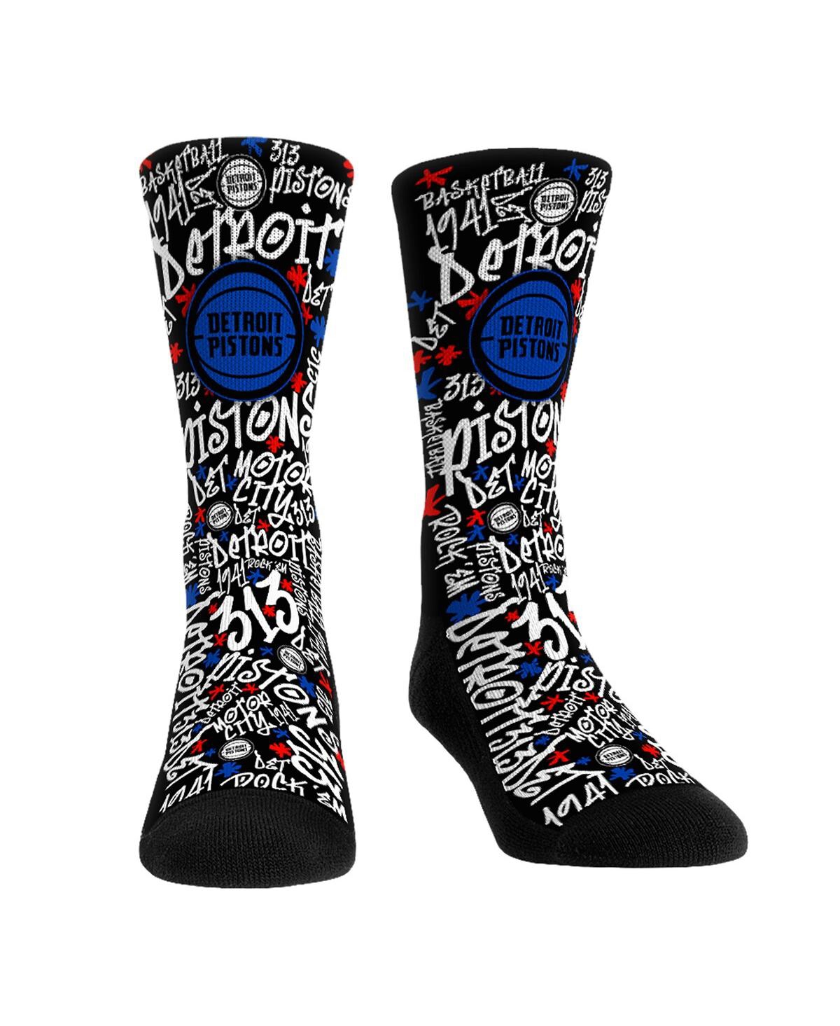 Rock 'em Men's And Women's  Socks Detroit Pistons Graffiti Crew Socks In Multi