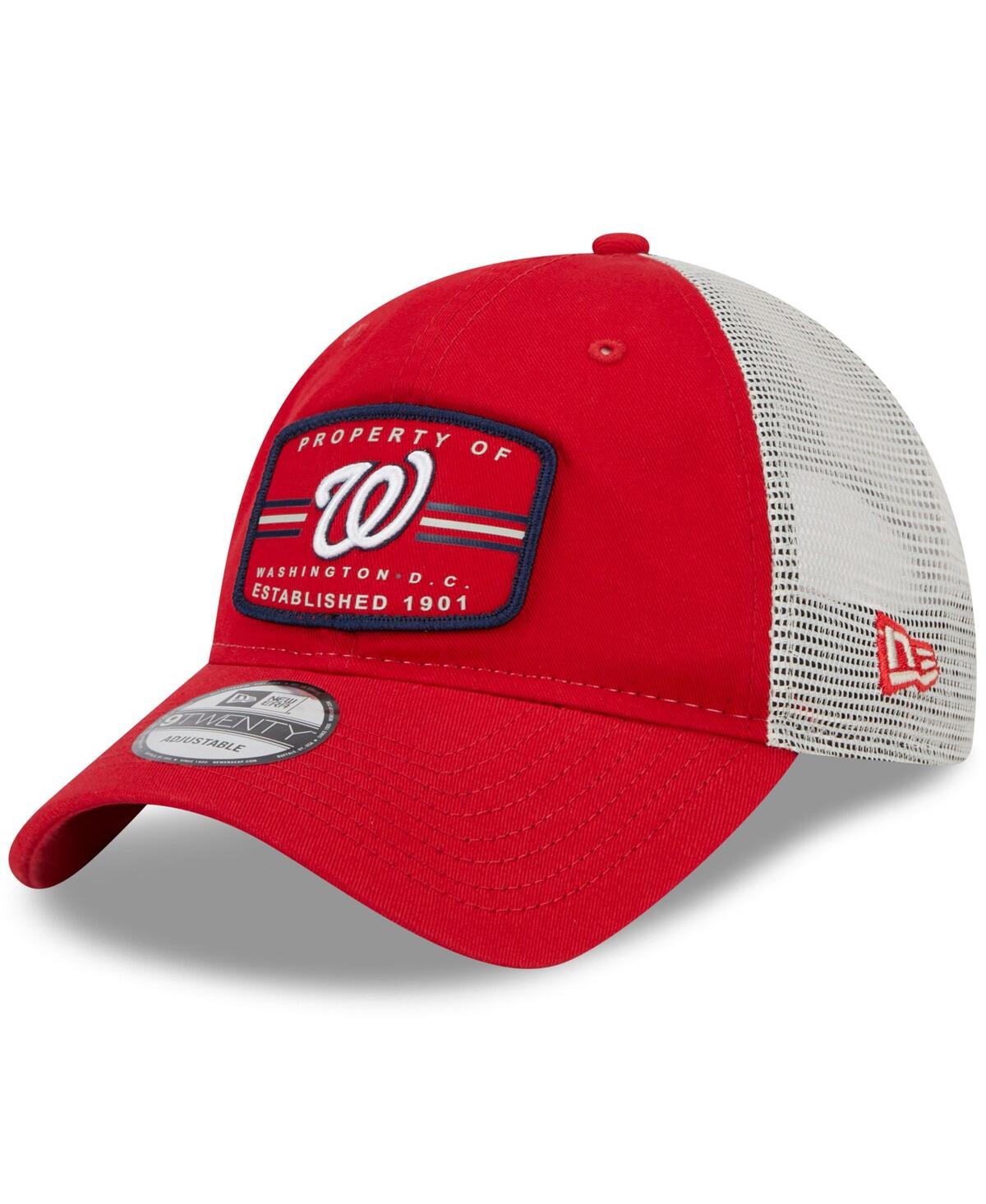 Shop New Era Men's  Red Washington Nationals Property Trucker 9twenty Snapback Hat