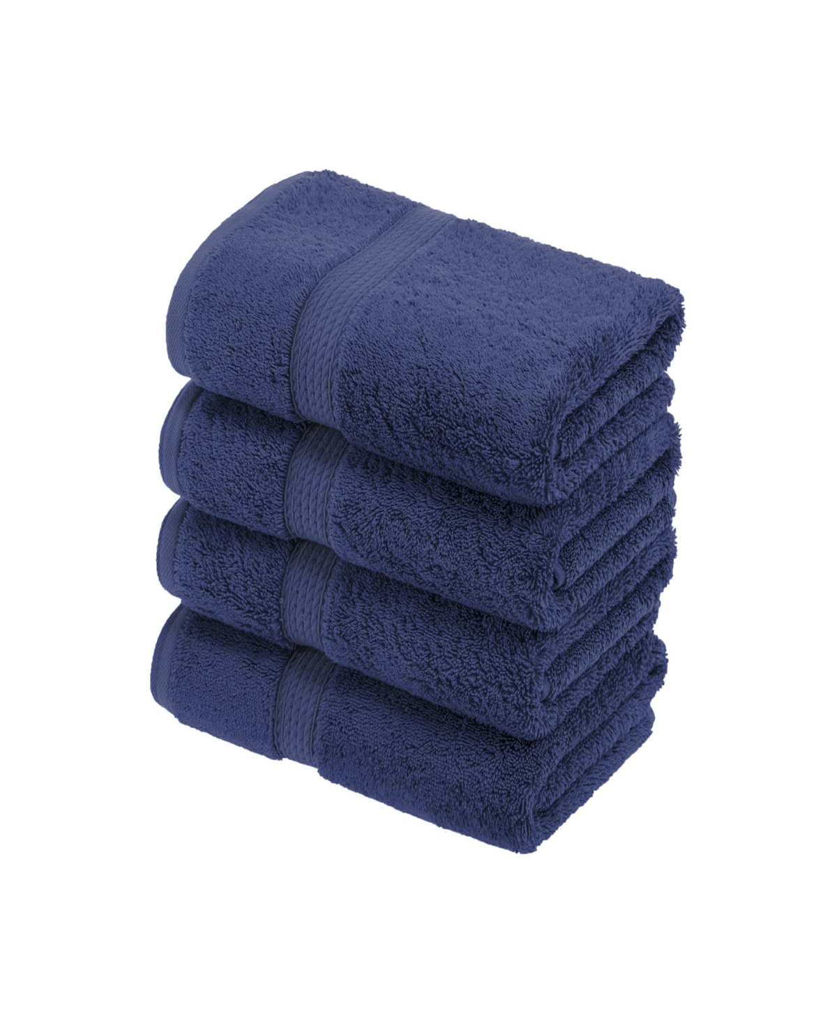 Superior Highly Absorbent 4 Piece Egyptian Cotton Ultra Plush Solid Hand Towel Set Bedding In Navy Blue