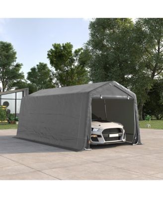 20&#39; x 10&#39; Carport Portable Garage, Heavy Duty Storage Tent, Patio Storage Shelter w/ Anti-UV PE Cover and Double Zipper Doors, for Motorcycle Bike Garden Tools