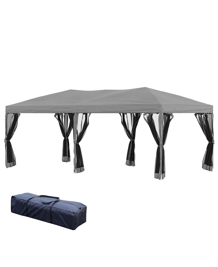 Outsunny 10' x 20' Pop Up Canopy with 6 Sidewall Mesh Netting, Outdoor