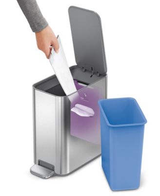 5 Liter Slim Bathroom Trash Can with Liner Pocket