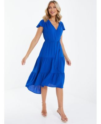 QUIZ Women's Cap Sleeve Tiered Hem Dress - Macy's