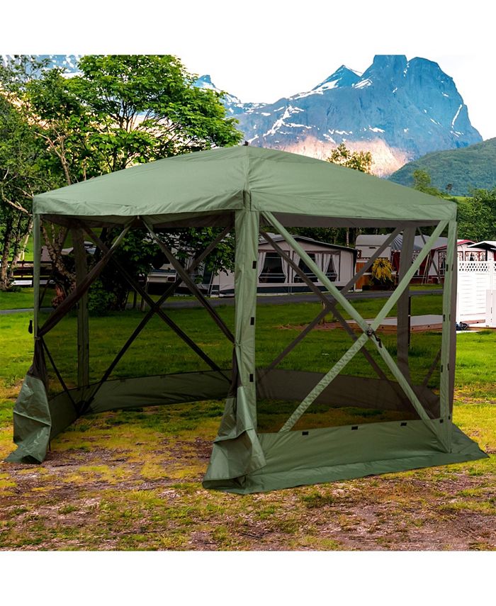 Outsunny Hexagon Screen House Pop Up Tent Gazebo with Mesh Netting