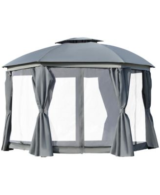 Outsunny 12' X 12' Round Outdoor Gazebo, Patio Dome Gazebo Canopy ...