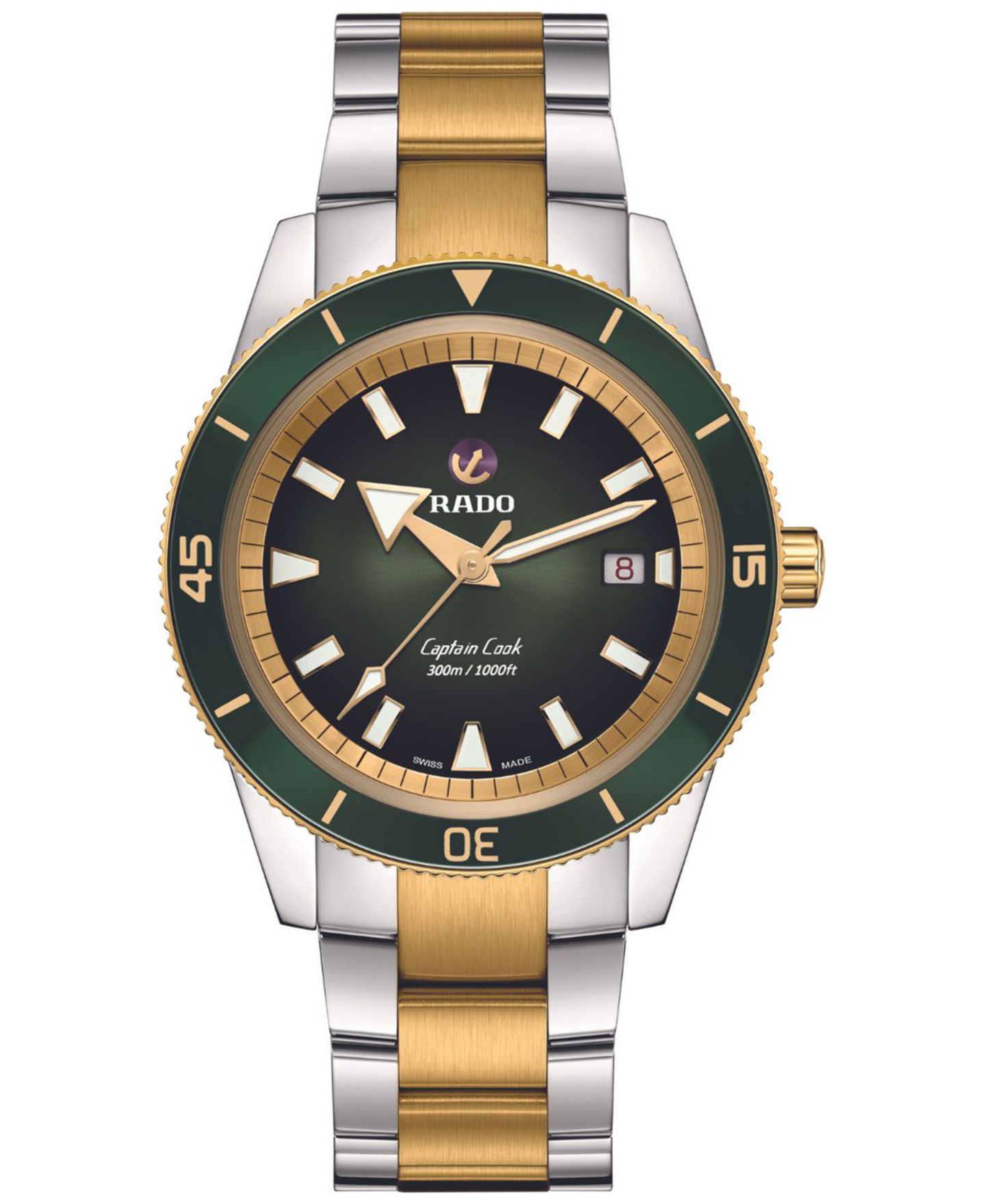 Мужские часы Rado Swiss Automatic Captain Cook Two-Tone Stainless Steel Bracelet Watch 42mm — фото 1