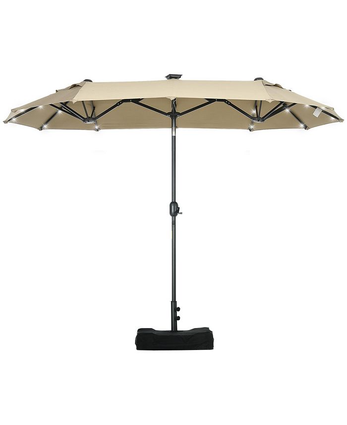 Outsunny 10' DoubleSided Patio Umbrella with Solar Lights and Sandbag