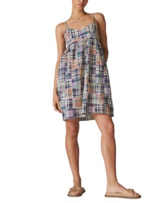 Lucky Brand - Women's Patchwork Madras Babydoll Mini Dress