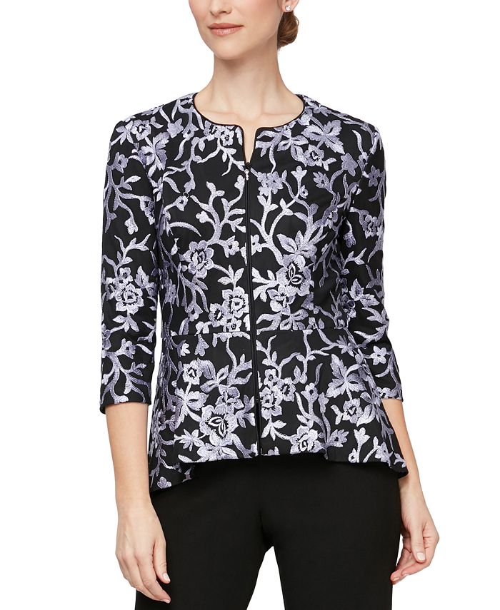 Alex Evenings Embroidered Floral Jacket - Macy's