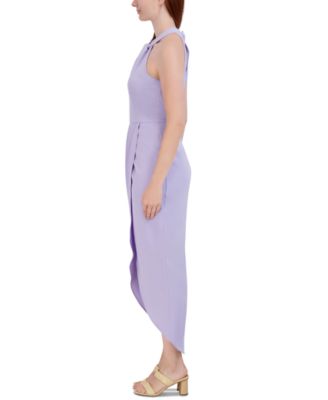 Knot-Neck Tulip-Hem Midi Dress  